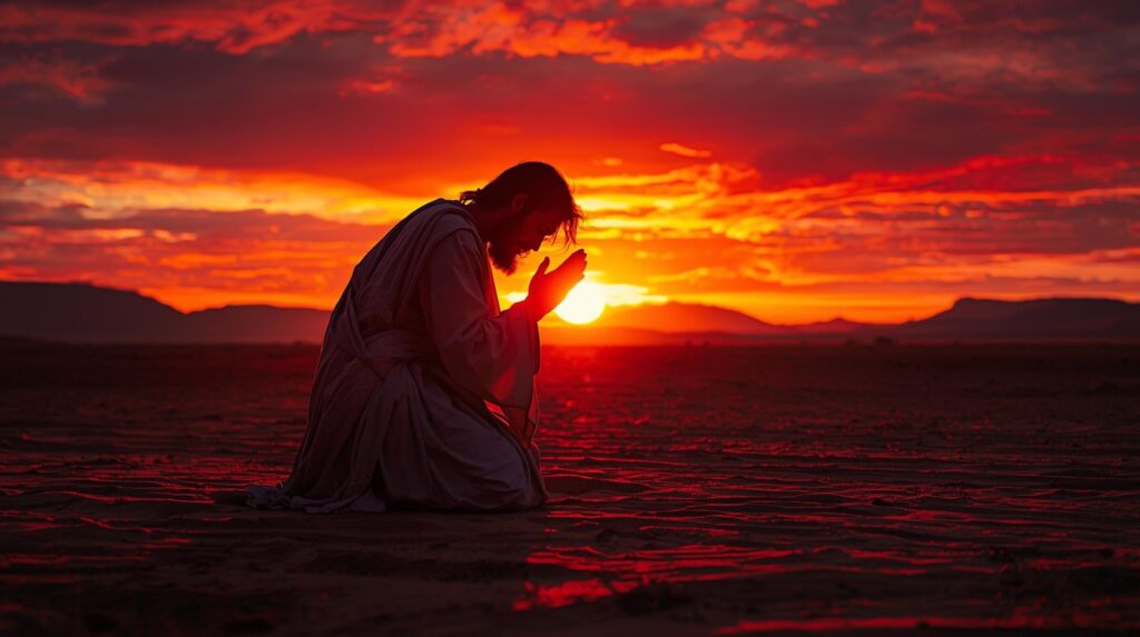 Jesus fasting and praying in the desert